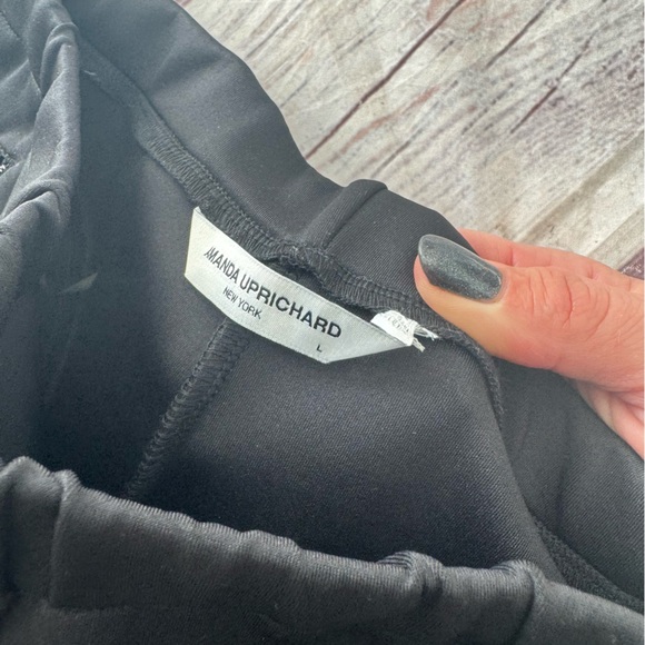 Amanda Uprichard Slim Ponte Pants Ankle Zip Moto Black Size Large - Picture 9 of 9